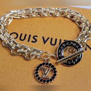 Louis Vuitton Zip Pulls, 6.5" Toggle Bracelet,Stainless Steel Gold, Tarnish Free